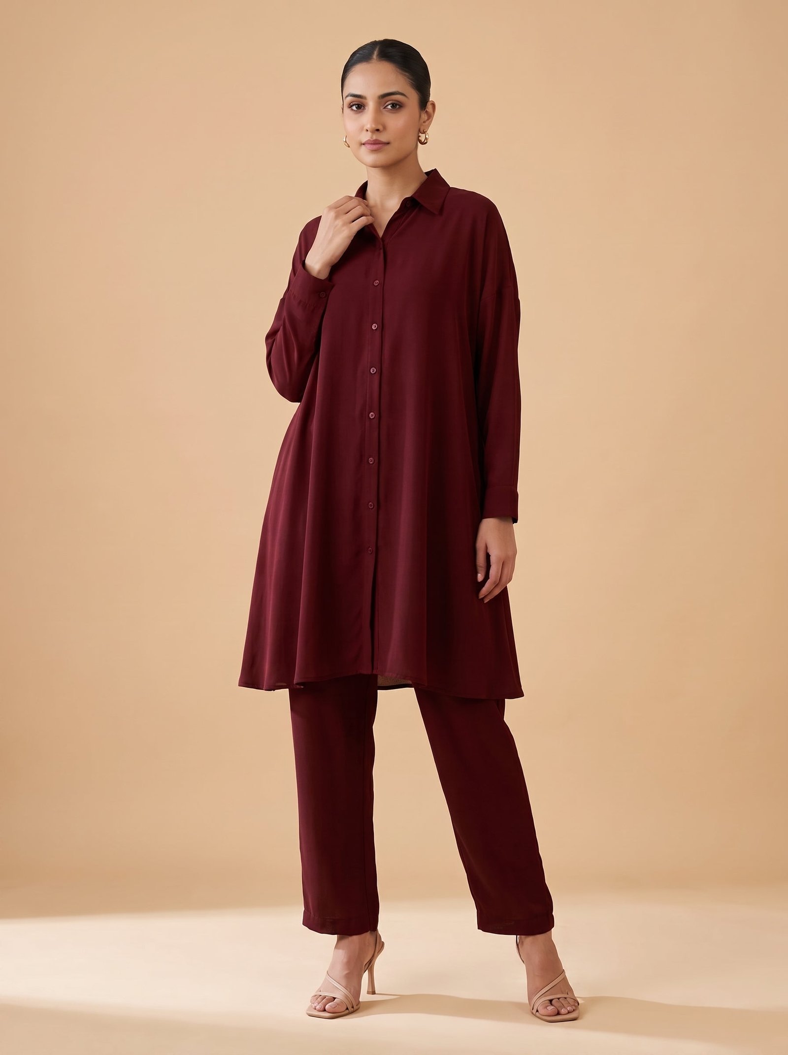 Georgette Shirt Style Cord Set